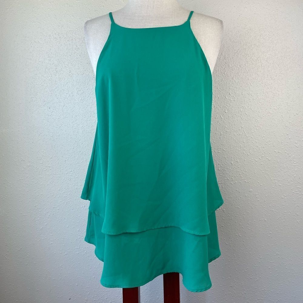 EmmaLee Green Blouse Tank Top Size L EUC